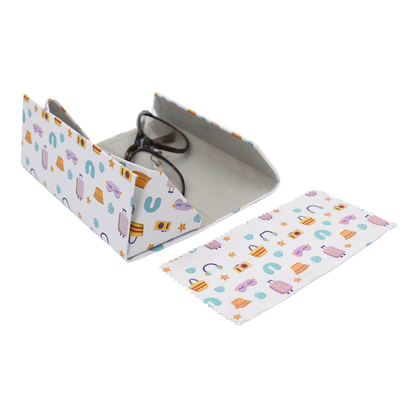 Glasses Case With Cleaning Cloth for Eyeglasses, Sunglasses
