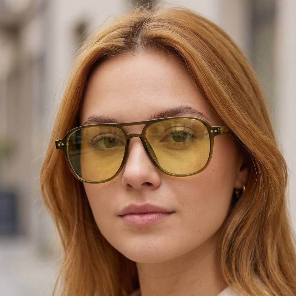 Resin Aviator Frame Sunglasses Set